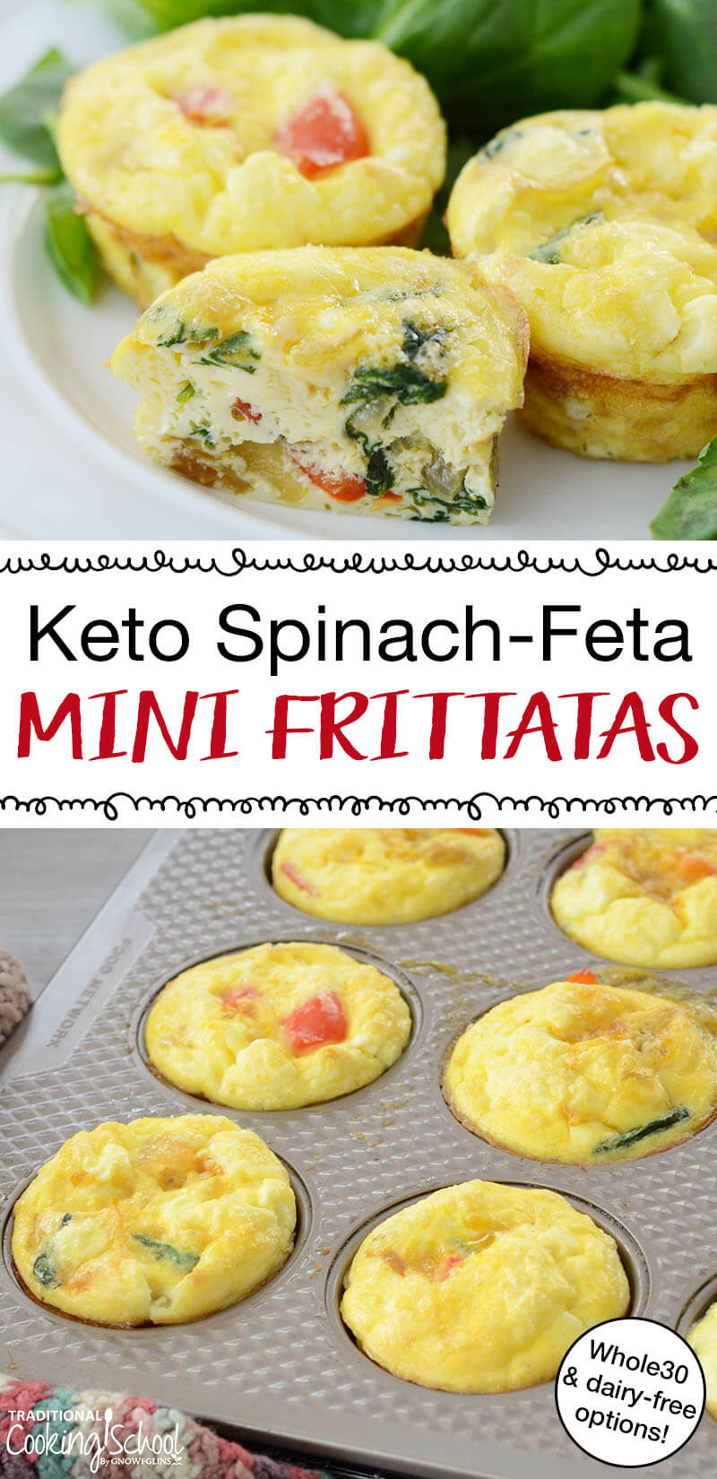 Spinach-Feta Keto Mini Frittatas (Paleo, Whole30 & dairy-free options!)