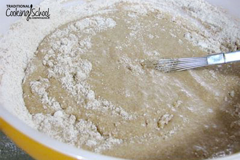 spelt muffin being mixed