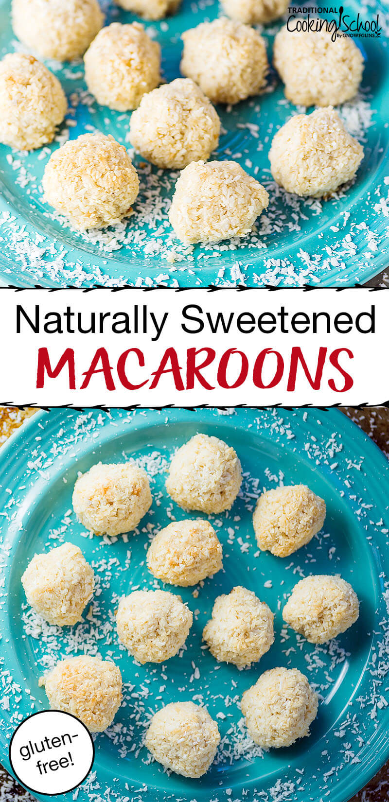 naturally sweetened macaroon cookies on a blue plate
