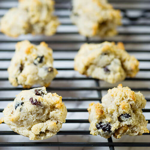 almond cookies on cooling rack