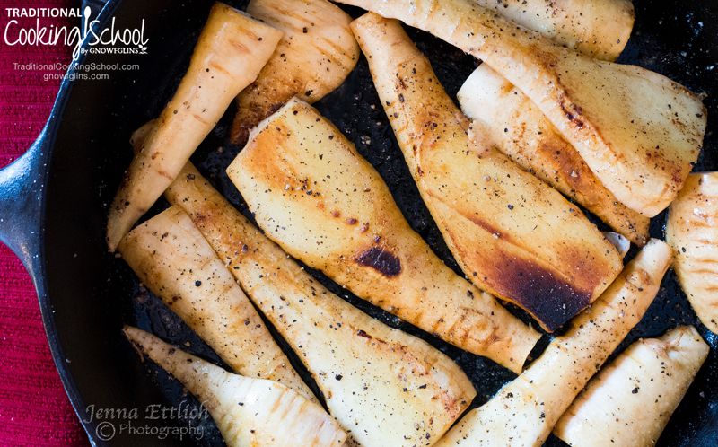 Pan-Fried Parsnips | Don't assume you don't like parsnips. That is, unless you've already had them like this -- pan-fried, browned and caramelized in butter (or coconut oil). Super good and super easy. The whole family loved these! | TraditionalCookingSchool.com