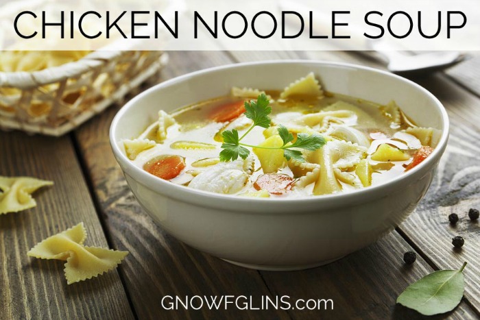 Quick and Easy Chicken Noodle Soup and Fluffy Cornbread from The DIY Pantry | Canned and packaged foods tend to be chock-full of preservatives, unhealthy fats, and other additives -- not to mention, they are usually expensive. But oh, the convenience! When my family and I started moving into eating GNOWFGLINS, I missed the ability to grab a packaged mix and pull together a quick meal. Not any more! Today, since it's January and the doldrums of winter have just begun to set in, I thought some nourishing comfort food from my book, The DIY Pantry, might be just the ticket. In our house, this chicken noodle soup and cornbread often grace our lunch table. | TraditionalCookingSchool.com