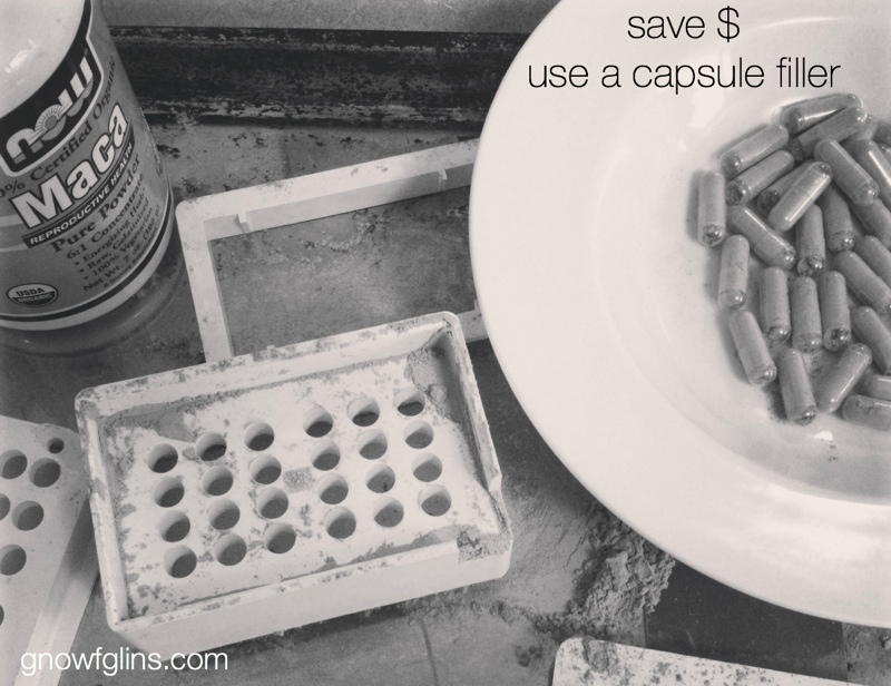 Save Money on Whole Food Supplements by Using a Capsule Filler | Are you taking any whole food supplements like maca, cayenne pepper, or spirulina? You can save quite a bit of money by filling capsules yourself with the less expensive bulk powder options. I did the math. We save around $10 per month on just one person's supply of one supplement. Here's the whole scoop! | TraditionalCookingSchool.com