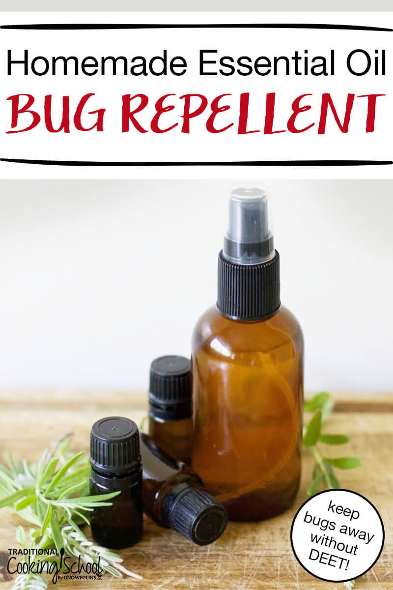Homemade Essential Oil Bug Repellent | Summer is in full swing and that means social gatherings! Unfortunately some uninvited guests like to join the party, too:pesky bugs. Most commercial bug repellents contain harmful DEET. Instead, try this homemade bug repellent that uses essential oils! | TraditionalCookingSchool.com