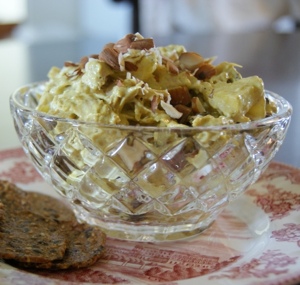 Curried Turkey Salad | One of my biggest Thanksgiving dinner challenges is finding something to do with all of the leftovers. A good turkey salad is versatile, keeps well, and can be served for lunch, snack, or dinner. This salad's got a twist -- a curried mayonnaise base. | TraditionalCookingSchool.com