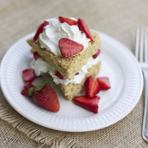 Sprouted Strawberry Shortcake | Strawberries are perfect on their own, but I love adding them to a lightly sweetened dessert (like... shortcake!) for a spring treat. For this recipe, I use a sprouted pastry flour to create a slightly sweet biscuit baked as one large disk. Top with strawberries or any seasonal fruit! | TraditionalCookingSchool.com
