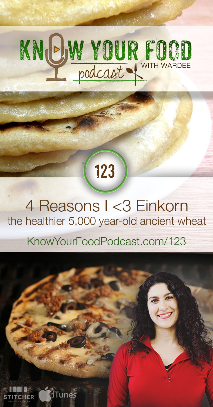 4 Reasons I <3 Einkorn | My family has been exclusively baking with einkorn, the healthier 5,000 year old ancient wheat, for a couple years. Why? I'm glad you asked! Here are the 4 reasons I *heart* einkorn... | KnowYourFoodPodcast.com/123