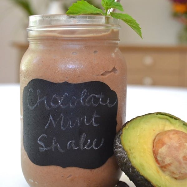 Raw Cacao Mint Shake with Avocado, Collagen, & Fresh Mint