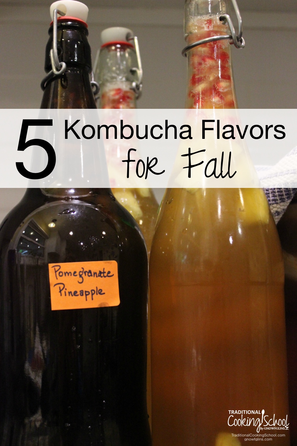 5 Kombucha Flavors for Fall | Kombucha can be expensive to purchase, but it costs just pennies to make at home! Once you get the hang of it, it's time to experiment with flavorings. Here are 5 fun spiced and fruit flavorings for Fall. | TraditionalCookingSchool.com