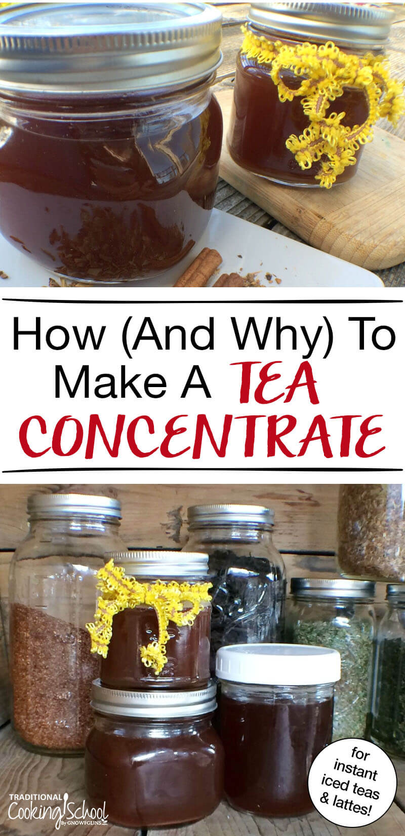 How {and Why} to Make a Tea Concentrate | The tradition of making tea concentrates is centuries old. This time of year, cold weather provides an excellent excuse to cozy in and give your body something hot, soothing, and healthy: a well-loved tea. Let's explore the many reasons why you'd want to make a tea concentrate, and then I'll teach you how to do it! | TraditionalCookingSchool.com