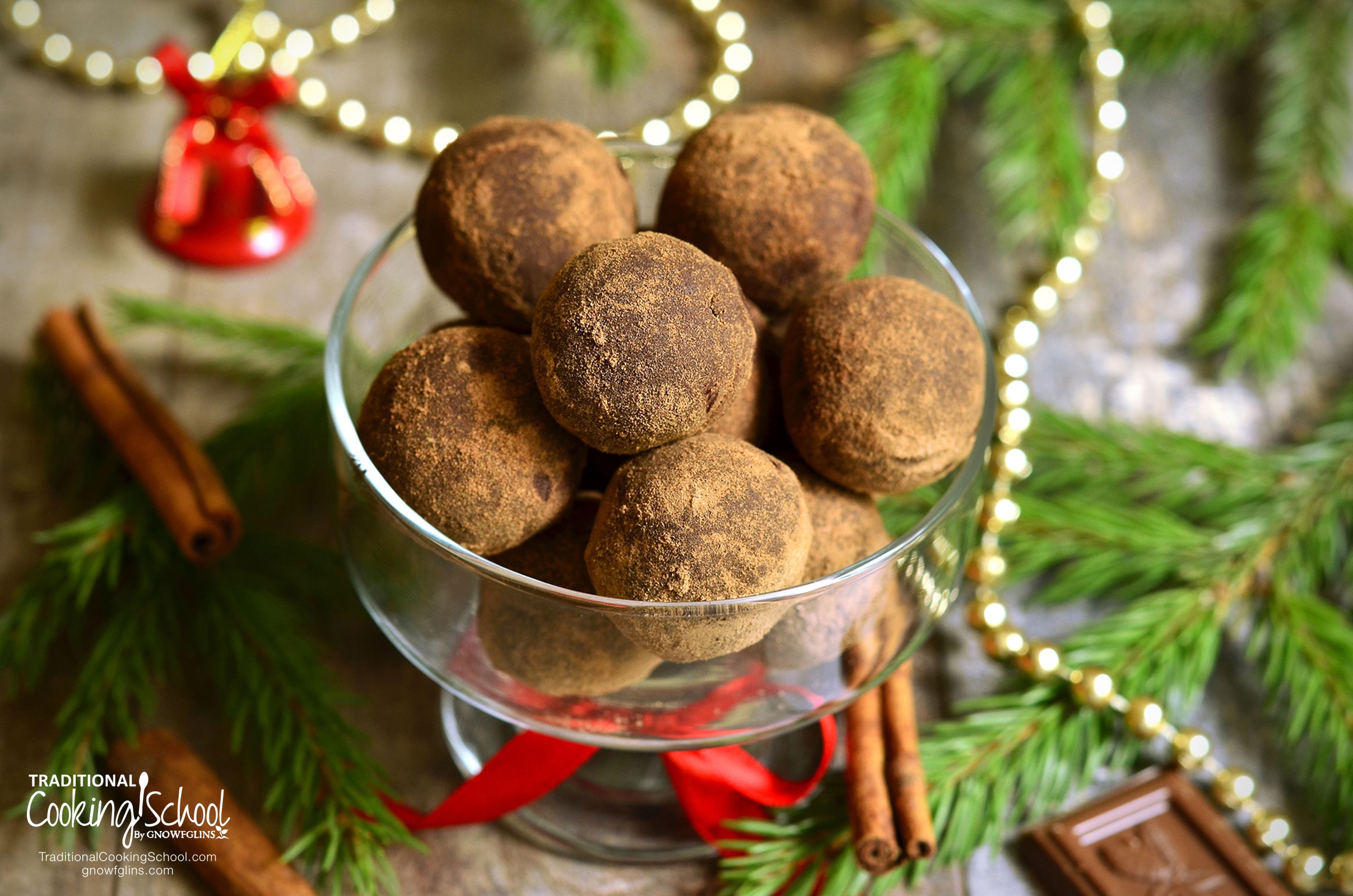 Chai Chocolate Truffles | Since this time of year is one of joyous celebration, what do we need to celebrate the season? Real food treats, of course! Ethical treats. Delicious treats. Thankfully, simple treats like chai chocolate truffles satisfy on all fronts -- and you won't miss the refined sugar at all! | TraditionalCookingSchool.com