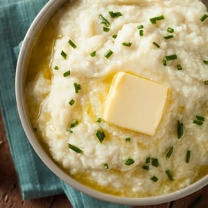 no-fail caulitatoes topped with butter and chives