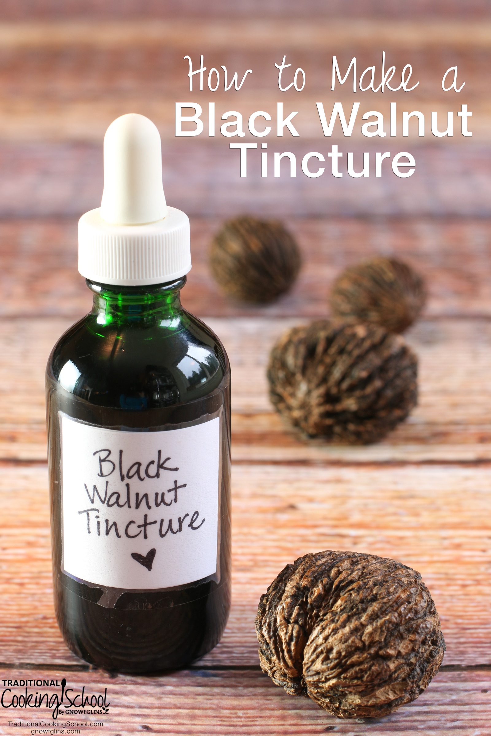 How to Make a Black Walnut Tincture | Just before the cold sets in, God leaves us a final parting gift before winter hibernation... The black walnut tree is ready for harvest. We had been purchasing an herbal mixture for our goats. When we realized the main ingredient was black walnut hull, it was a no-brainer! Time to put these ankle-rollers to good use because black walnuts have amazing properties! | TraditionalCookingSchool.com