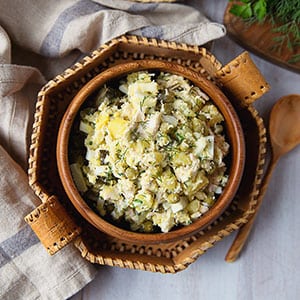 A festive Russian gathering always includes a lineup of chopped salads. Make this yummy probiotic potato salad a meal of its own, or serve it with a cup of soup and crusty bread!