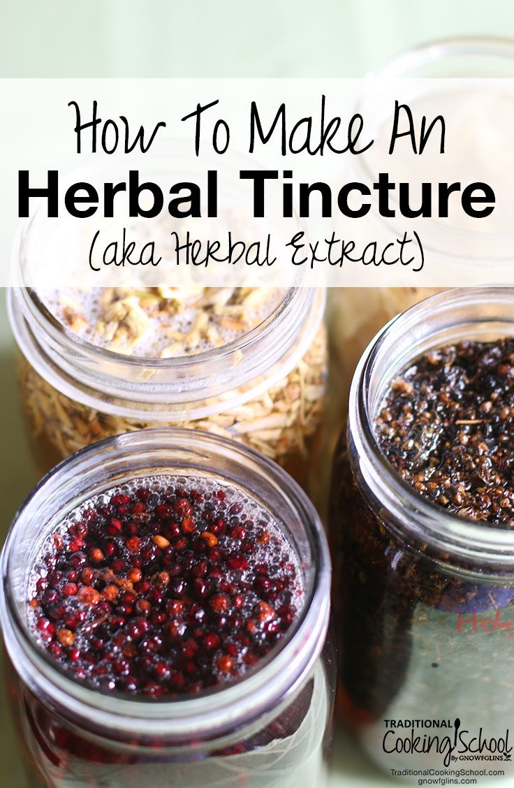 How To Make An Herbal Tincture (aka Herbal Extract) | You could spend $30 or more on a 4-ounce bottle of herbal tincture... Or, if you make the herbal extract yourself, you could spend just $6 and yield more than 16 ounces! Significant savings, negligible work. Here's how! | TraditionalCookingSchool.com