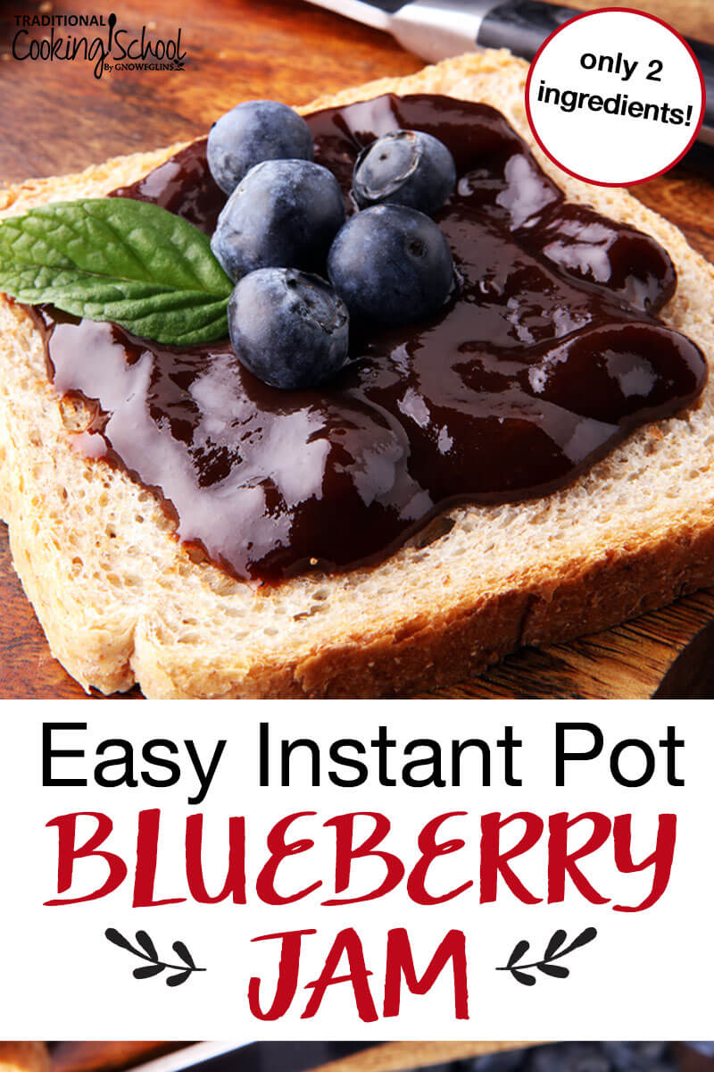 Toast with blueberry jam and a text overlay