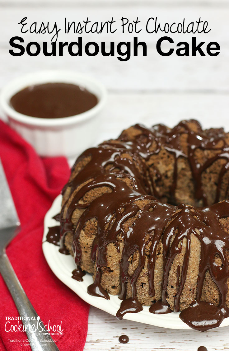 Easy Instant Pot Chocolate Sourdough Cake | Our recipe for sourdough chocolate cake is one of our most popular recipes ever. So of course, I had to see if it would work in my Instant Pot... the result is amazing! The best chocolate cake ever -- now in the Instant Pot! | TraditionalCookingSchool.com