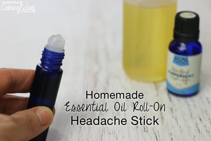 Homemade Essential Oil Roll-On Headache Stick | When I paid $9 for an essential oil "migraine stick" the other day, I knew I could save a bundle by making my own! Make this DIY Essential Oil Roll-On Headache Stick to get quick, natural relief from migraines and tension headaches! Video instructions included! | TraditionalCookingSchool.com