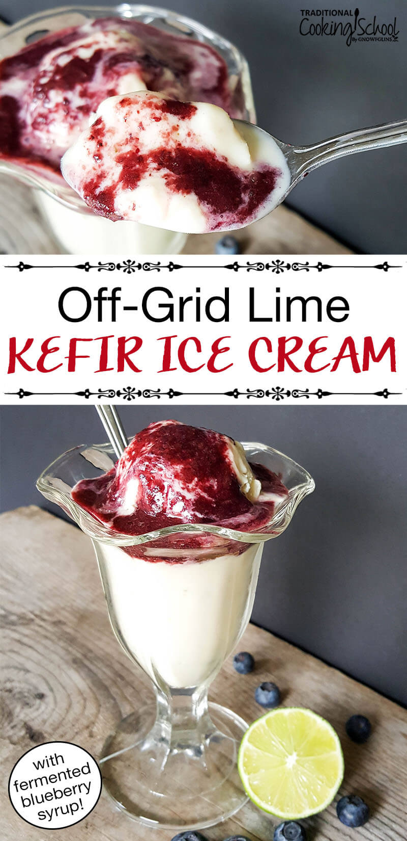 Can you eat ice cream anywhere, anytime? Make your guts happy with this homemade, no-churn, probiotic kefir ice cream with fermented blueberry sauce! No ice cream maker required -- the kids can do all the "churning" for you! [by Dawn Yoder]