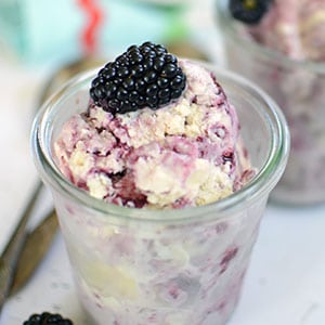 Full of enzymes, probiotics, healthy fats, and antioxidants -- and with only stevia and fresh berries for sweetness -- this blackberry cheesecake ice cream is just as acceptable for breakfast as it is for dessert! It's a Trim Healthy Mama S dessert with a dairy-free option, too! |