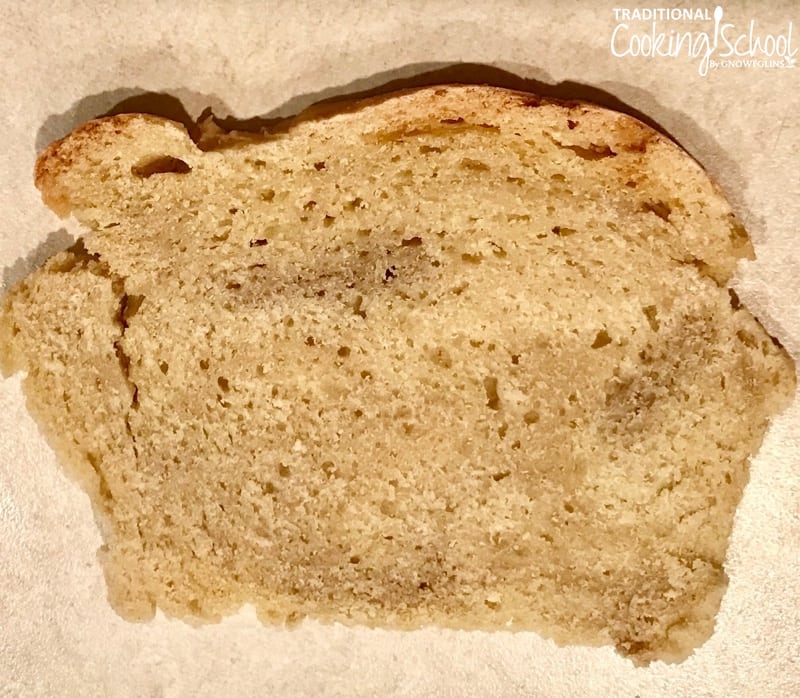 slice of bread with slight dark spots