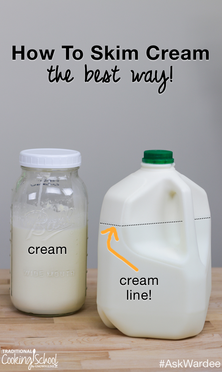 half gallon jar of cream sitting next to gallon of milk