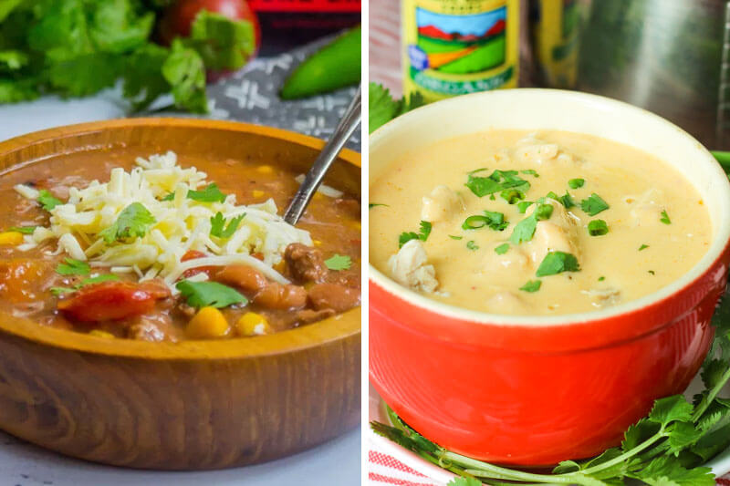 photo collage of two soups made in the Instant Pot