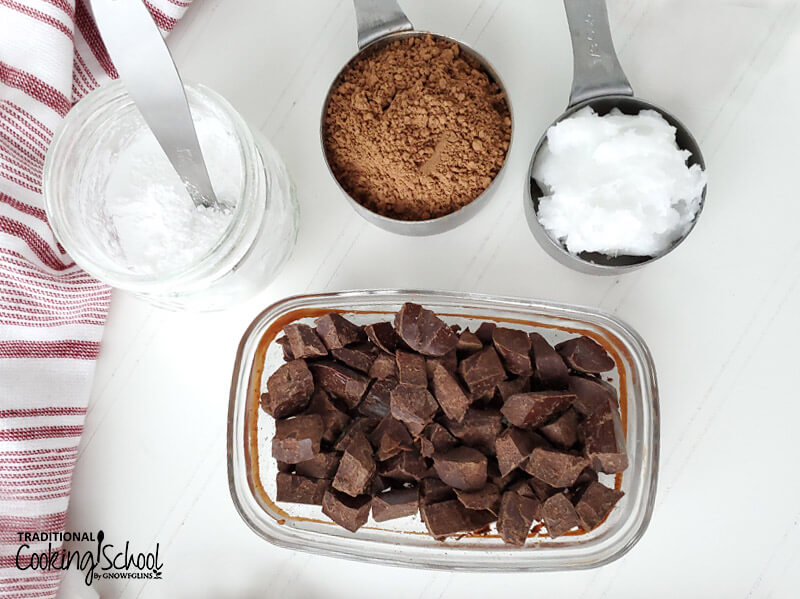 making sugar-free chocolate chips with coconut oil, cocoa powder, and stevia extract