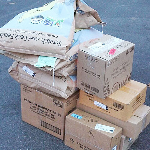 array of boxes and bags of bulk food