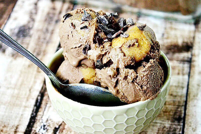 heaping bowl of chocolate ice cream