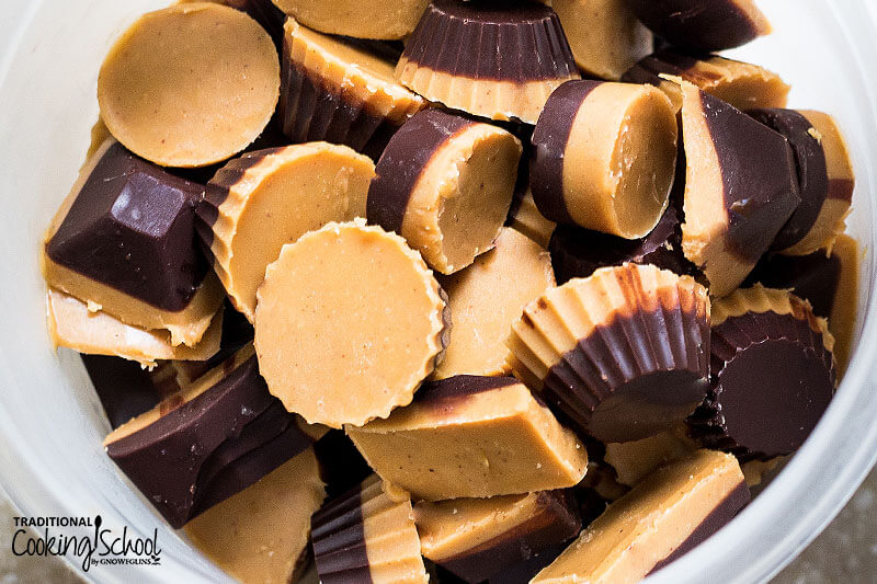 Homemade chocolate peanut butter cups.